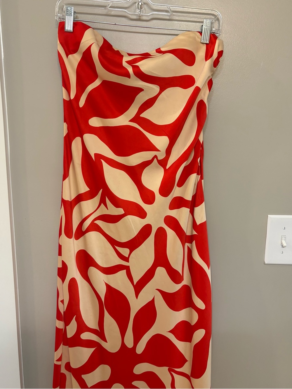 House of Harlow 1960 Red and Cream Strapless Maxi Dress
